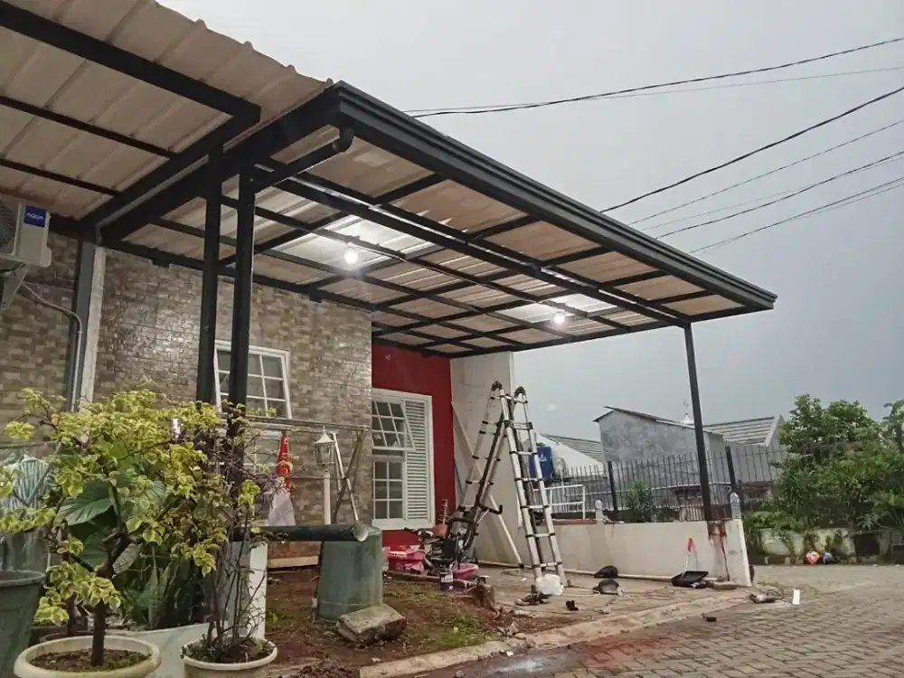 Kanopi rangka besi hollo galvanis