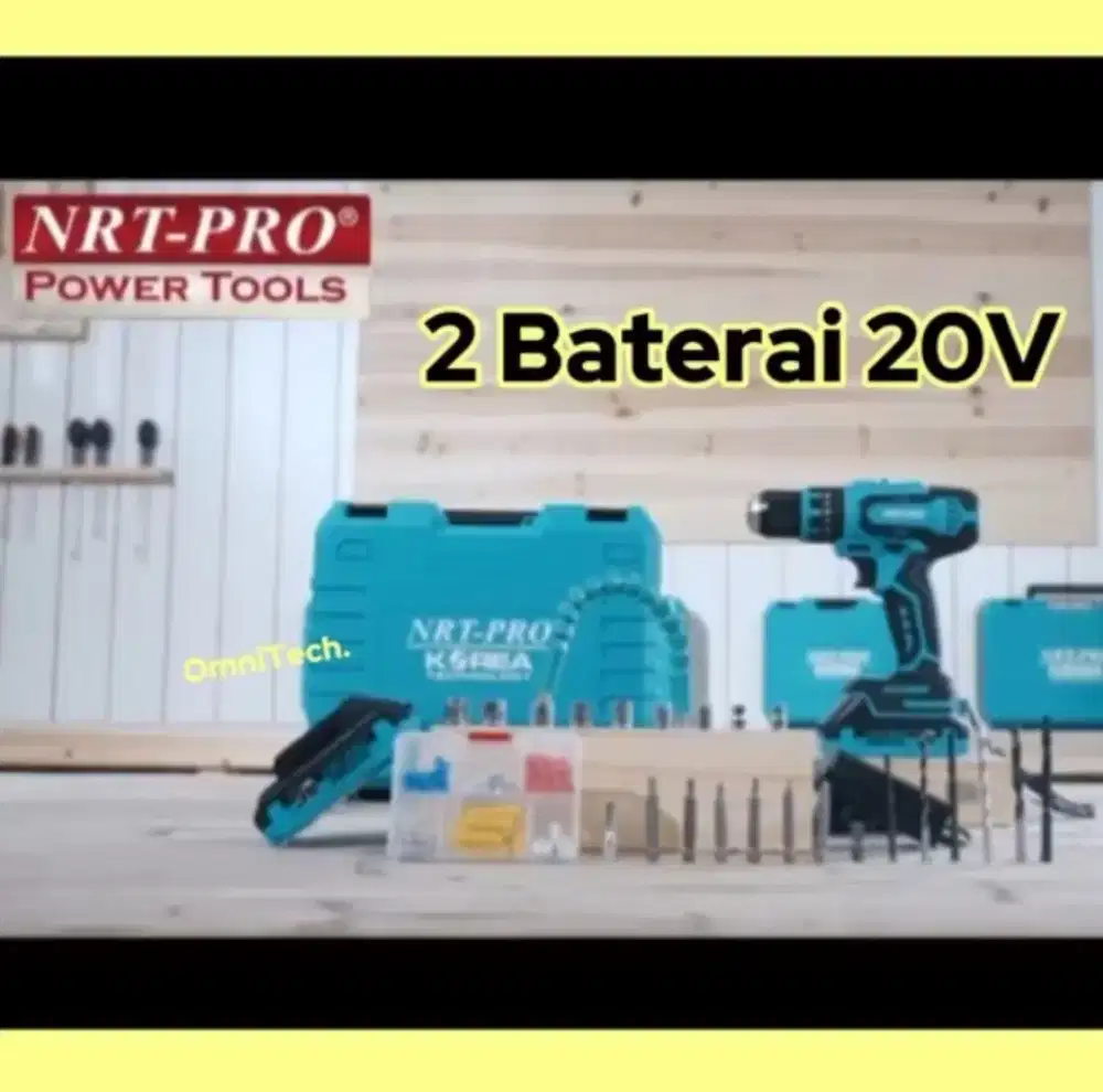 Mesin Bor Baterai Cordless Charger Besi Kayu Beton DC 340 NRT PRO 20V
