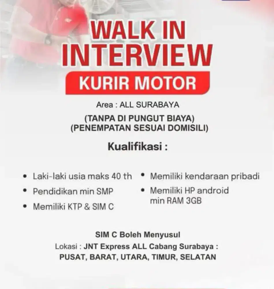 LOKER KURIR J&T SBY&SDA