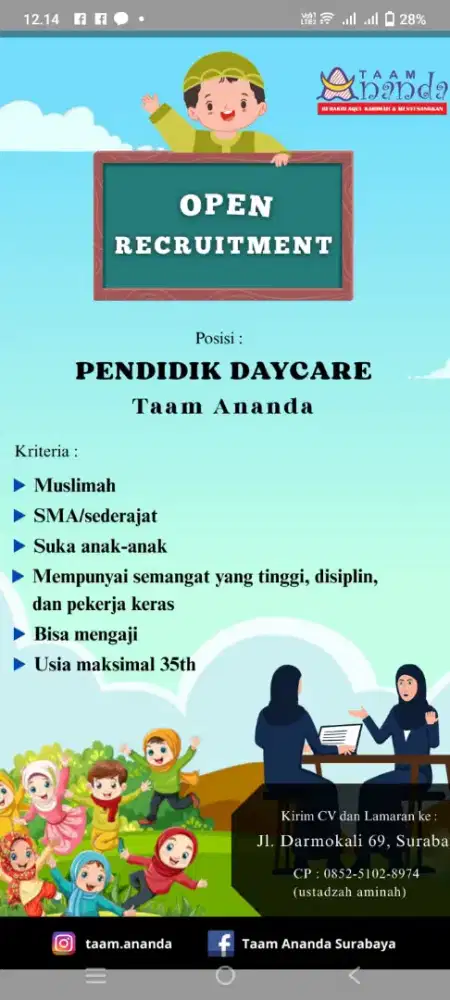 Lowongan Kerja Guru Daycare