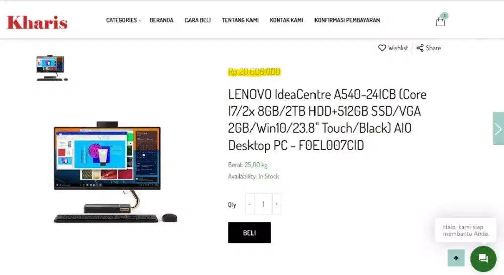 JUAL 6JT- LENOVO PC AIO A540-24ICB