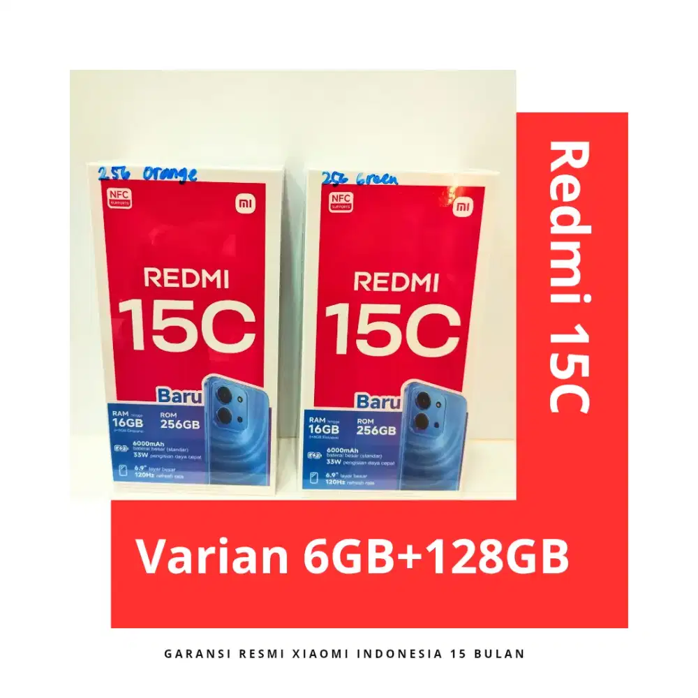 Redmi 15C Garansi Resmi 15 Bulan.