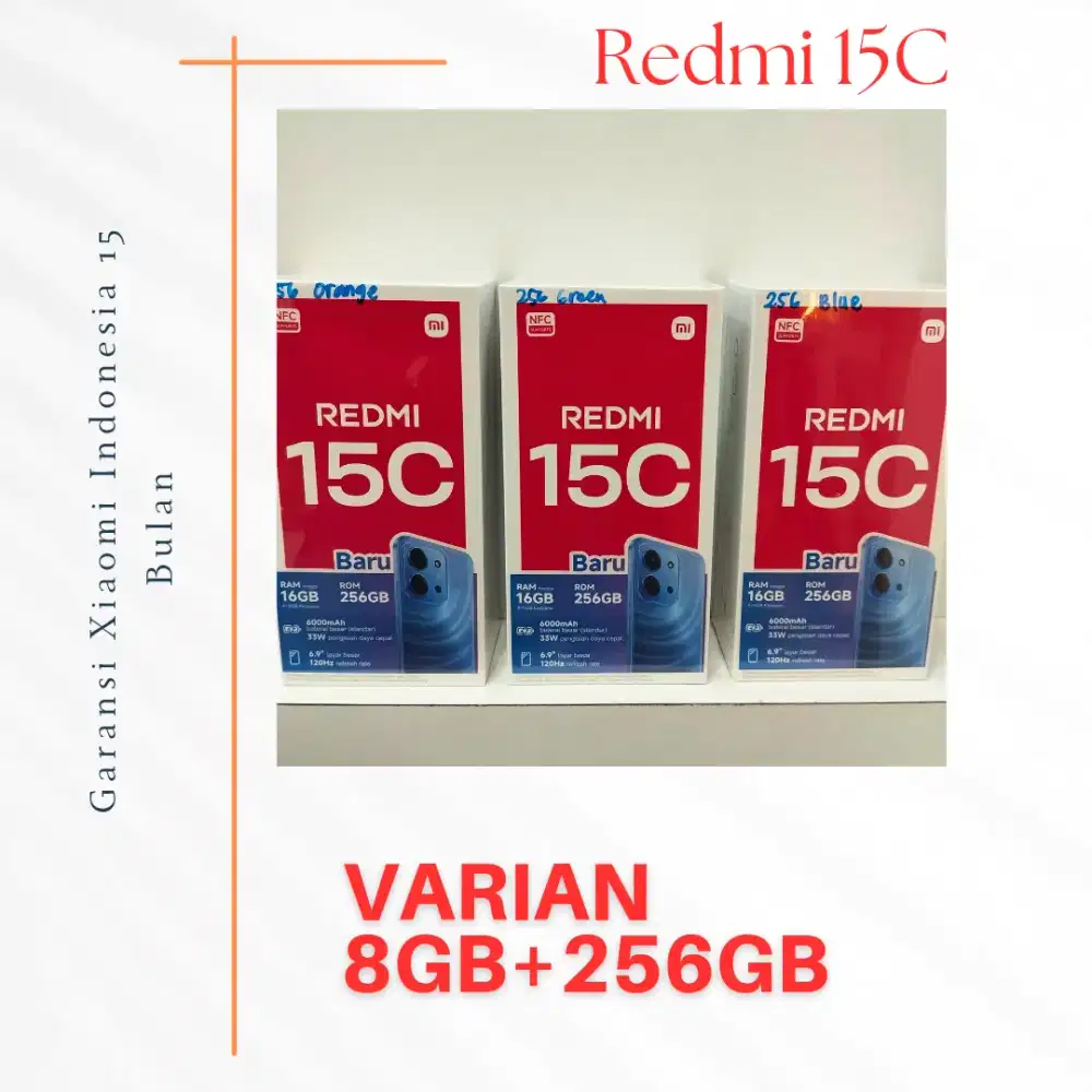 Redmi 15C Garansi Resmi 15 Bulan.