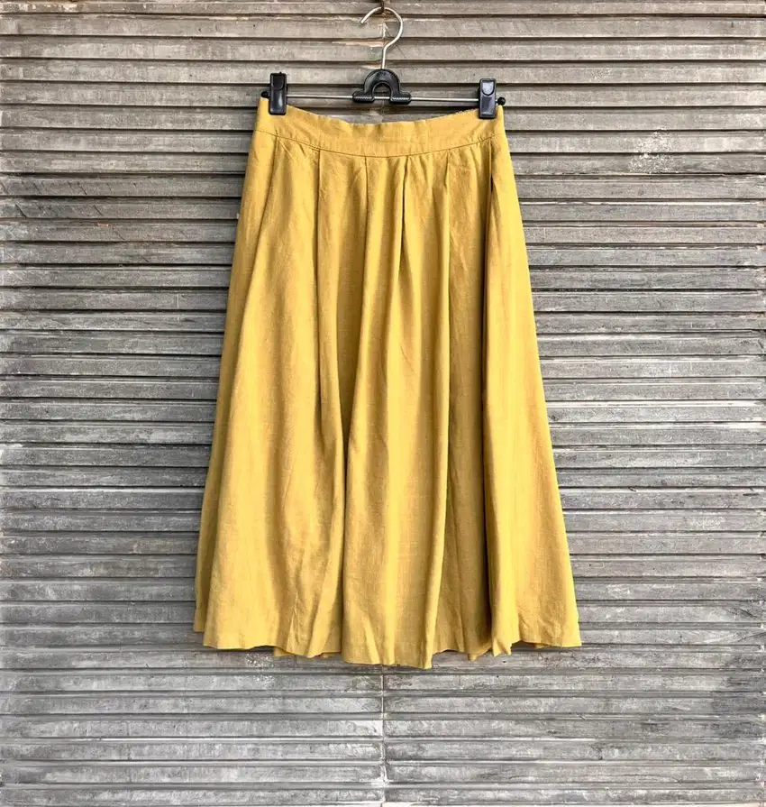 Rok Midi A Line Katun Olive Monoj Preloved