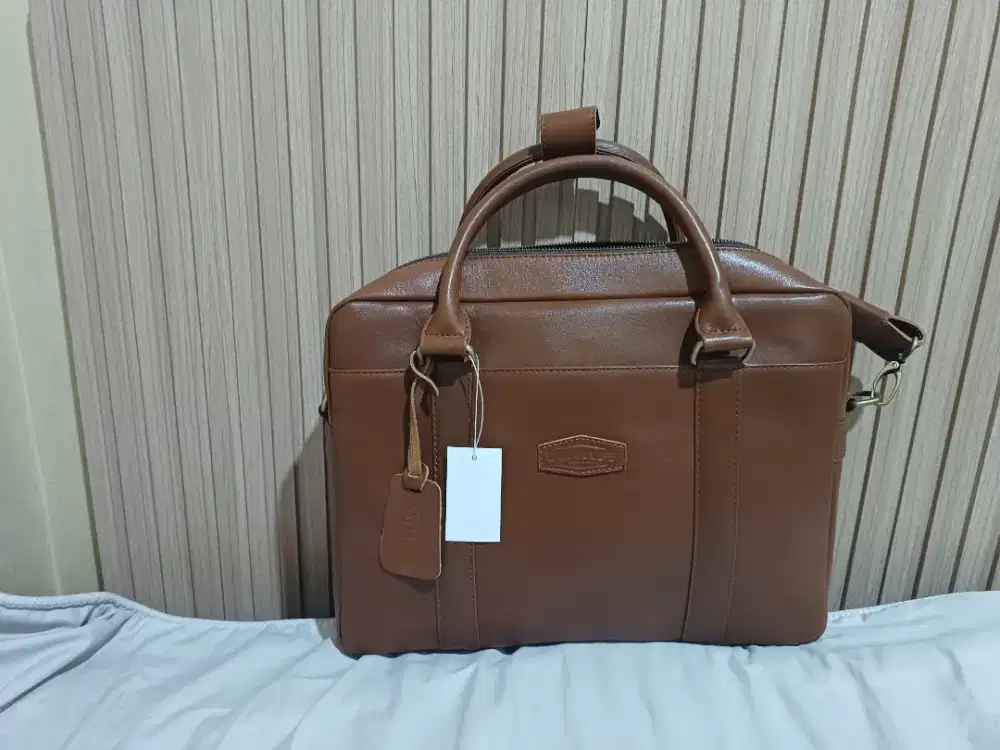Leather bag brown unisex 100% kulit sapi asli