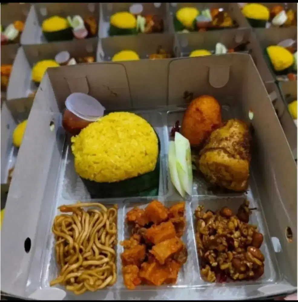 Nasi Kuning Box Ayam Goreng Plus Telor Balado
