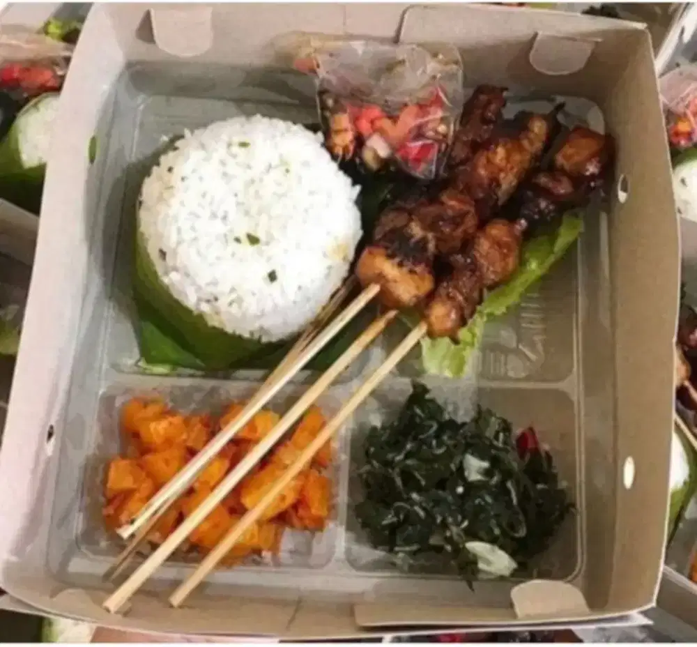 Nasi Box Paket Nasi Daun Jeruk Sate Ayam Termurah