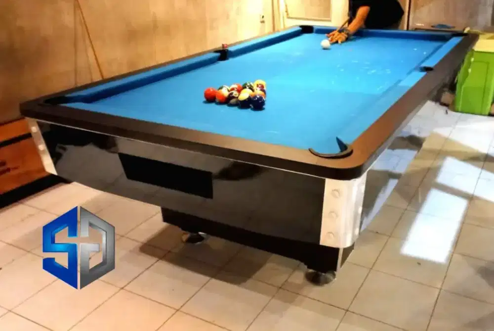 Meja biliard ukuran 8feet Bola besar full set perlengkapan bermain