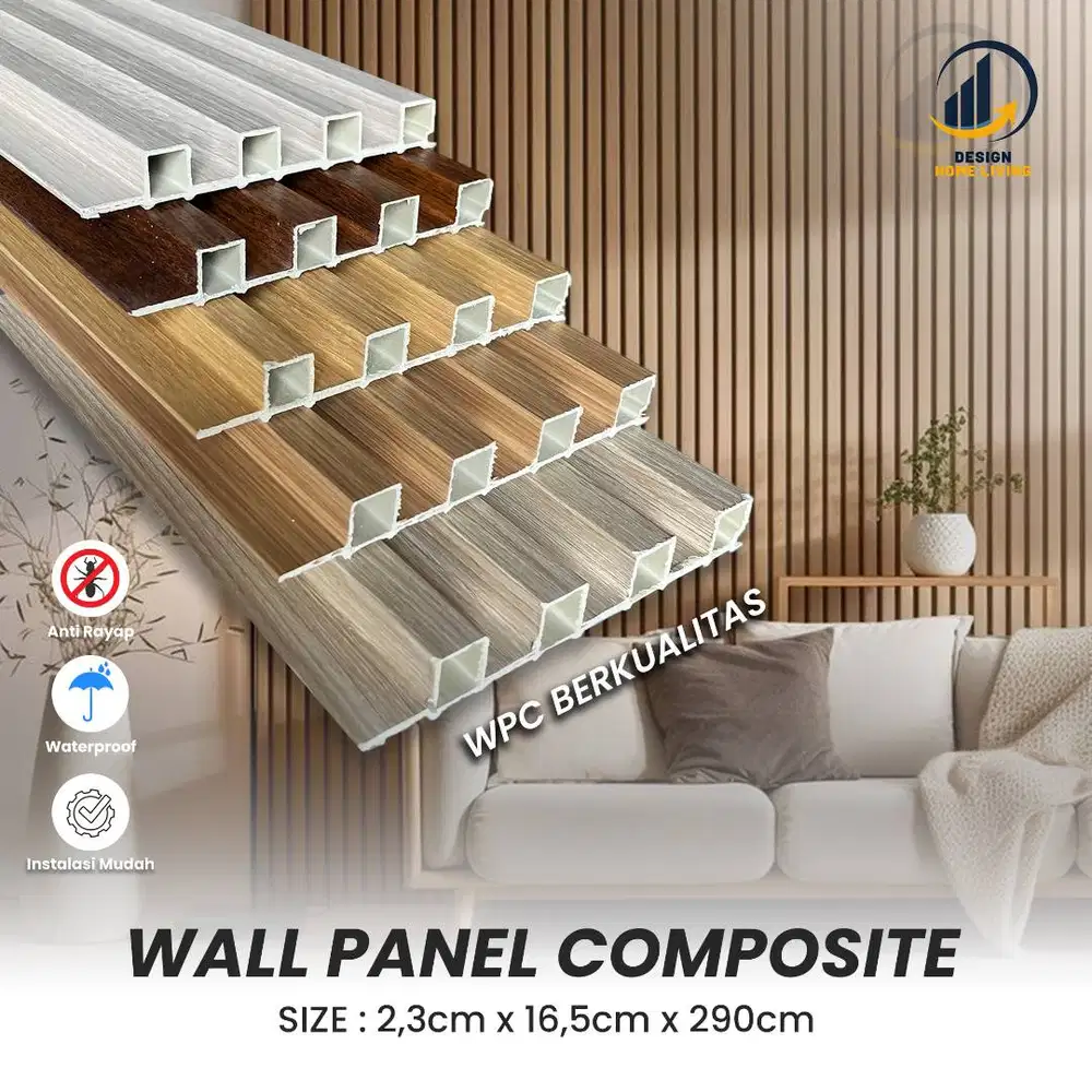 Wpc wood panell composite / dinding Indoor 290cm (Terima Jasa)