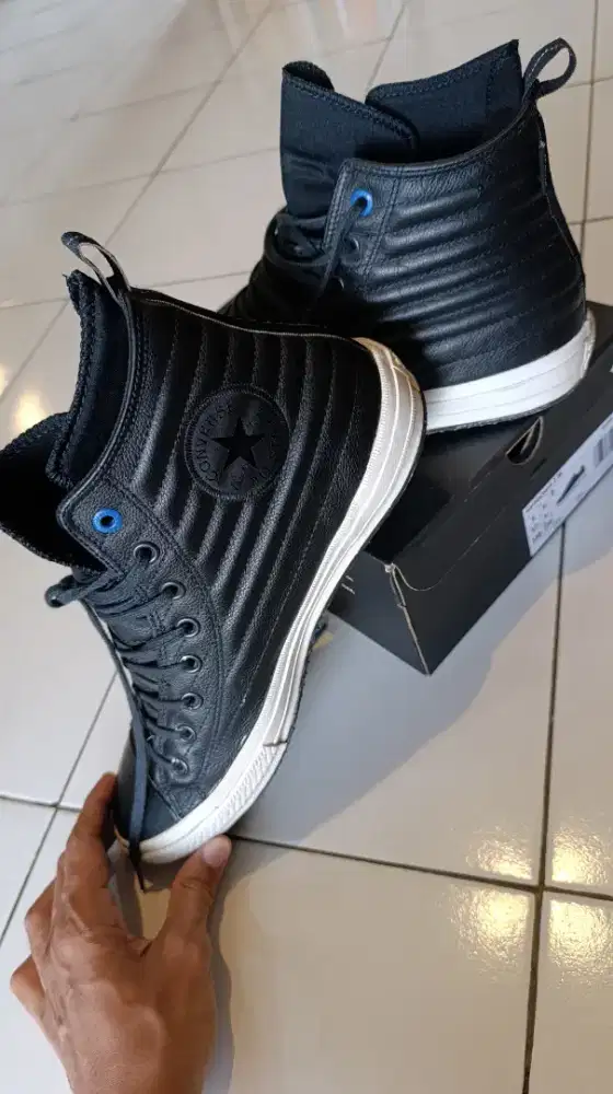 Converse chuck taylor all star boot hi leather, blak, white Ukuran 44