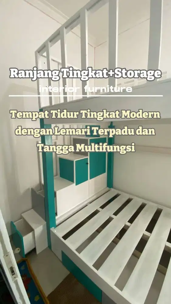 CUSTOM RANJANG ANAK 2 TINGKAT/RANJANG DAN TANGGA PENYIMPANAN/RANJANG T