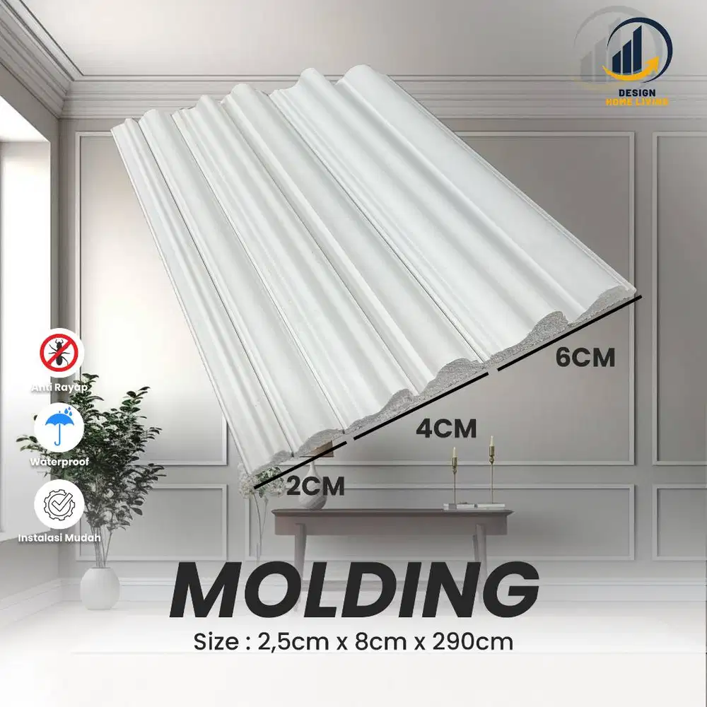 Pvc moulding / Pvc molding Pola hiasan dinding 290cm (Terima Jasa)