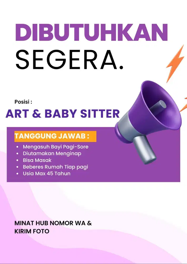 LOWONGAN ART & BABY SITTER