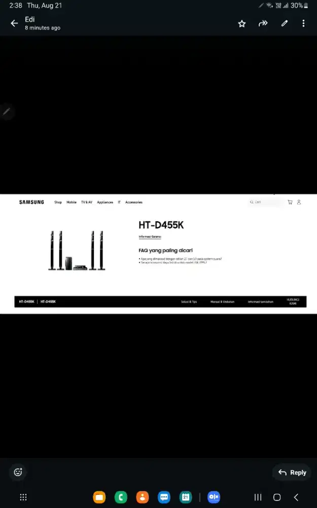 Home Theater Samsung HT-D455K,  SYSTEM SOUND 5.1 SURROUND