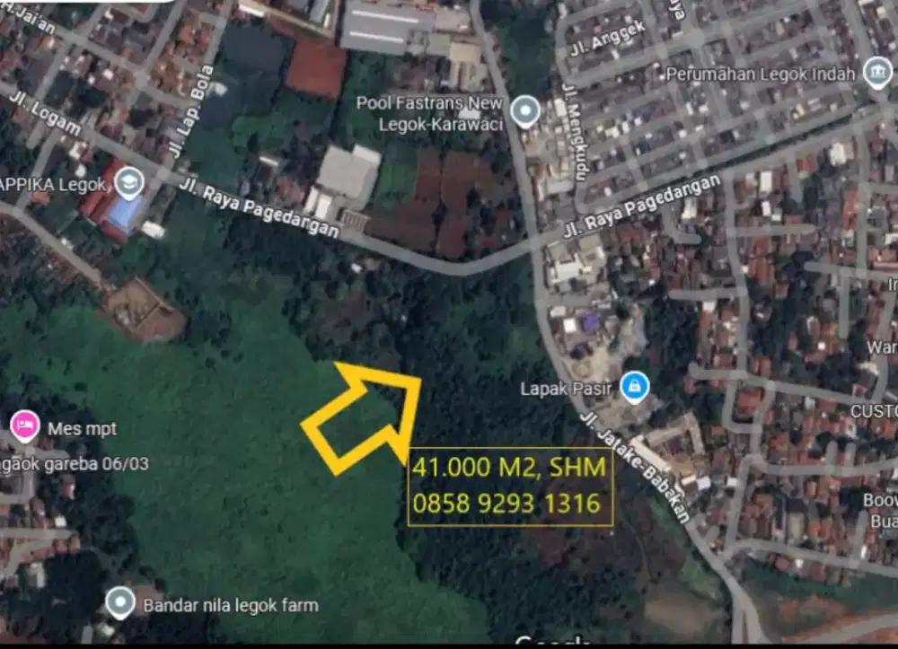 DIJUAL LAHAN STRATEGIS 4,1 HEKTAR, PAGEDANGAN, KABUPATEN TANGERANG