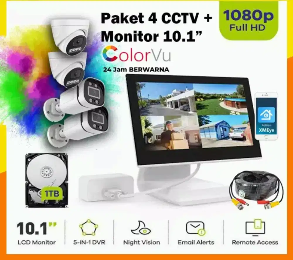Cctv kabel 4 kamera  bergaransi
