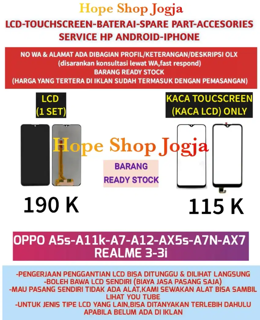 Touchscreen-Baterai-LCD OPPO A5s-A11k-A7-A12-AX5s-A7N-AX7