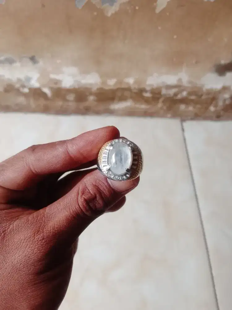 batu cincin Biduri bulan air laut/moonstone