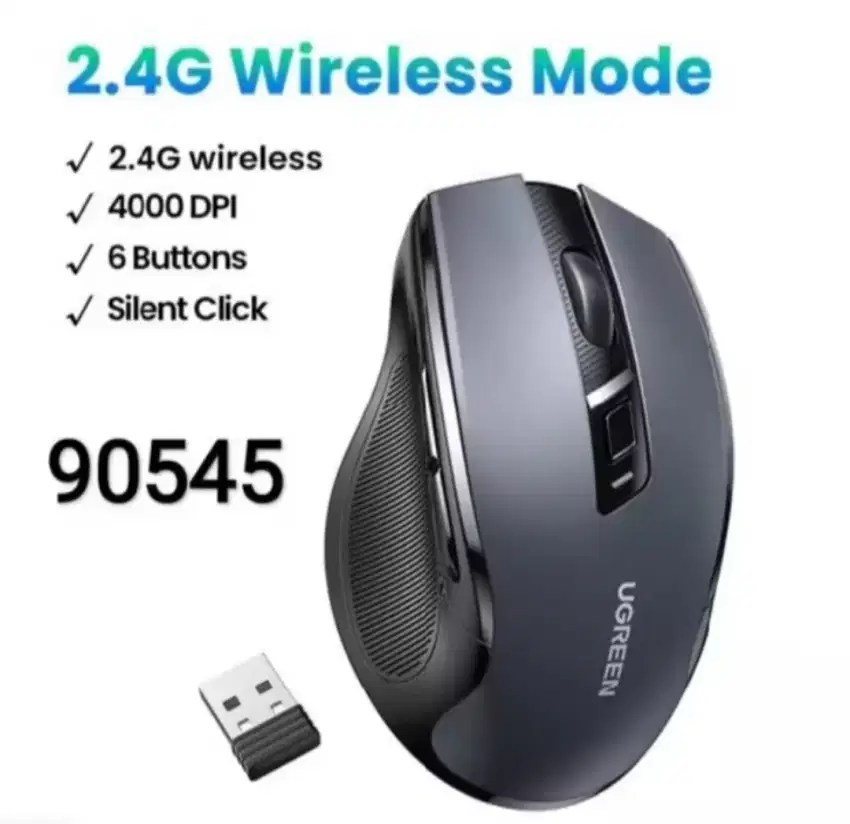 Ugreen Mouse Wireless 90545, Upto 4000 DPI, 6 Button, Silent Click Ori