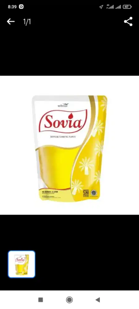 Paket 2pcs minyak goreng sovia 2Liter