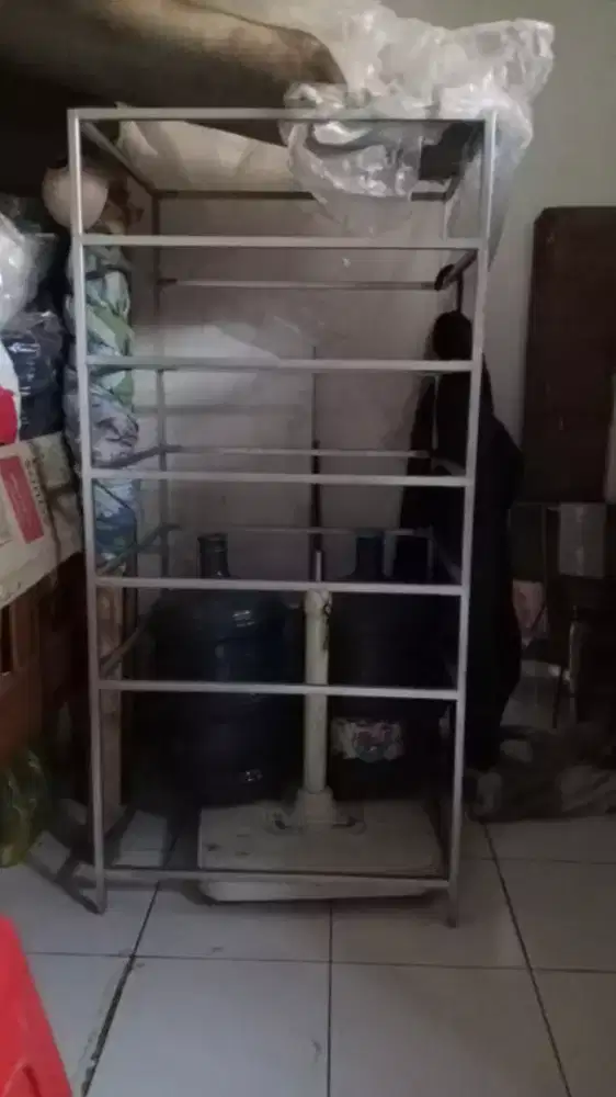 RAK STAINLIST padat,uk 120x60x60, KACA 8mm,6Tingkat