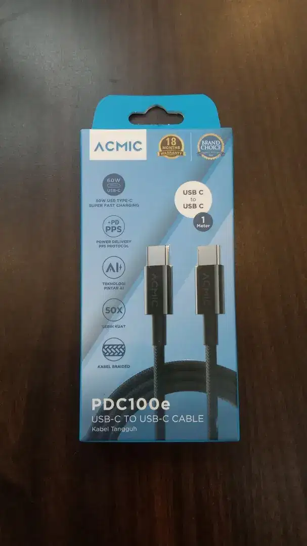 ACMIC PDC100e
Power Delivery (PD) Cable USB Type C to USB Type C