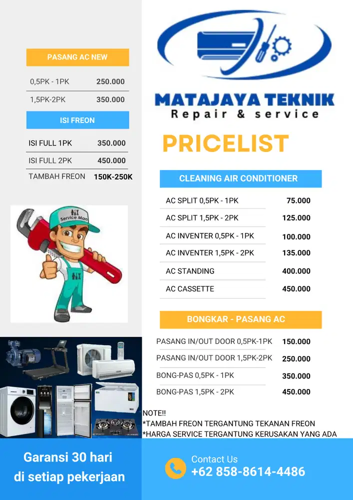 Service ac bongkar pasang ac kompor tanam kulkas mesin cuci waterheter