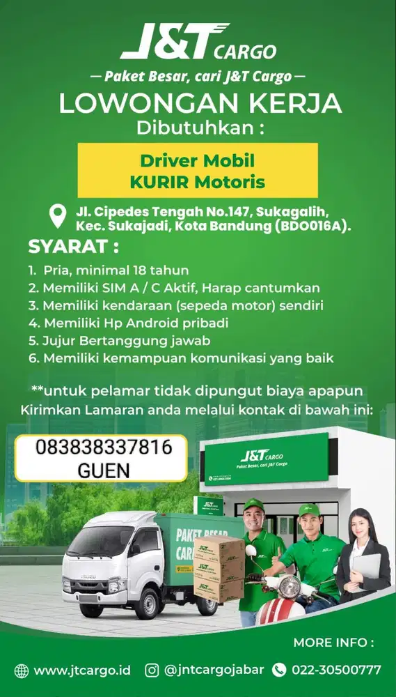 KURIR MOTORIS PAKET JNT CARGO
