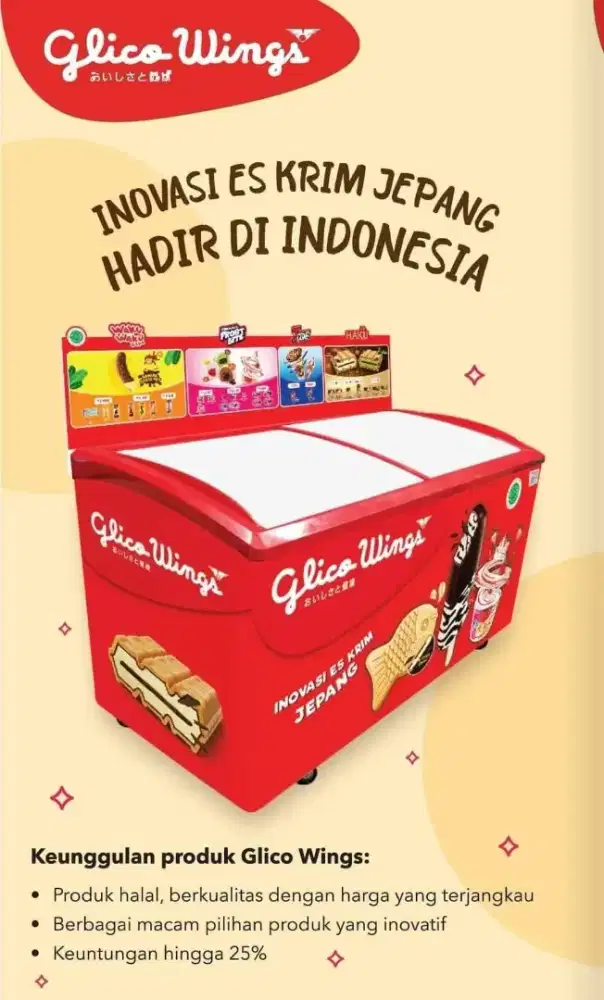Freezer eskrim Glico wings
