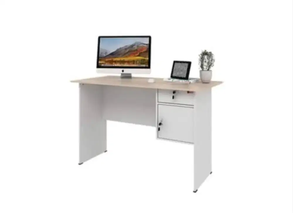 Meja Kantor Activ Lula MT 120 White Sanremo - Oak