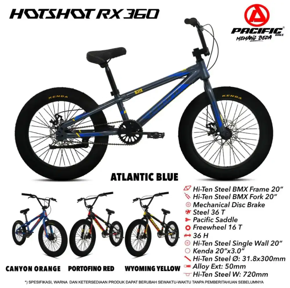 Sepeda Anak BMX Pasific RX360 uk20 Ban Jumbo 3.0 dan sudah cakram