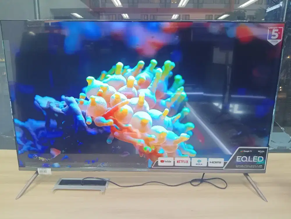 TV 50 inch Qled Polytron Google TV + Bracket TV