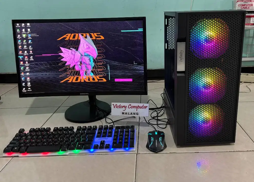 PC Komputer Ryzen 5 RAM 16GB VGA GTX750Ti Layar 24 curved