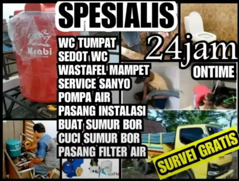 TUKANG WC TUMPAT SEDOT SAPSITANK SALURAN AIR WASTAFEL SANYO DLL