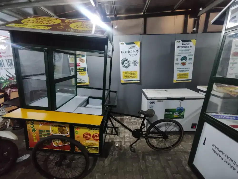 Dijual Gerobak Sepeda Burger, Kebab, Roti Panggang, Cimol, dll