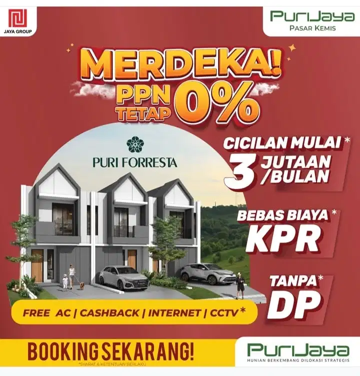 Purijaya cluster forresta DP 0% bebas banjir pasar Kemis Tangerang