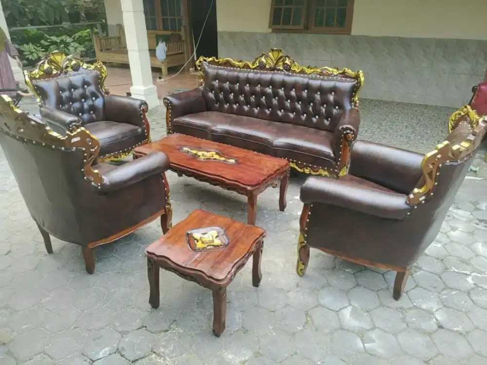 Kursi tamu romawi anggur kayu jati asli