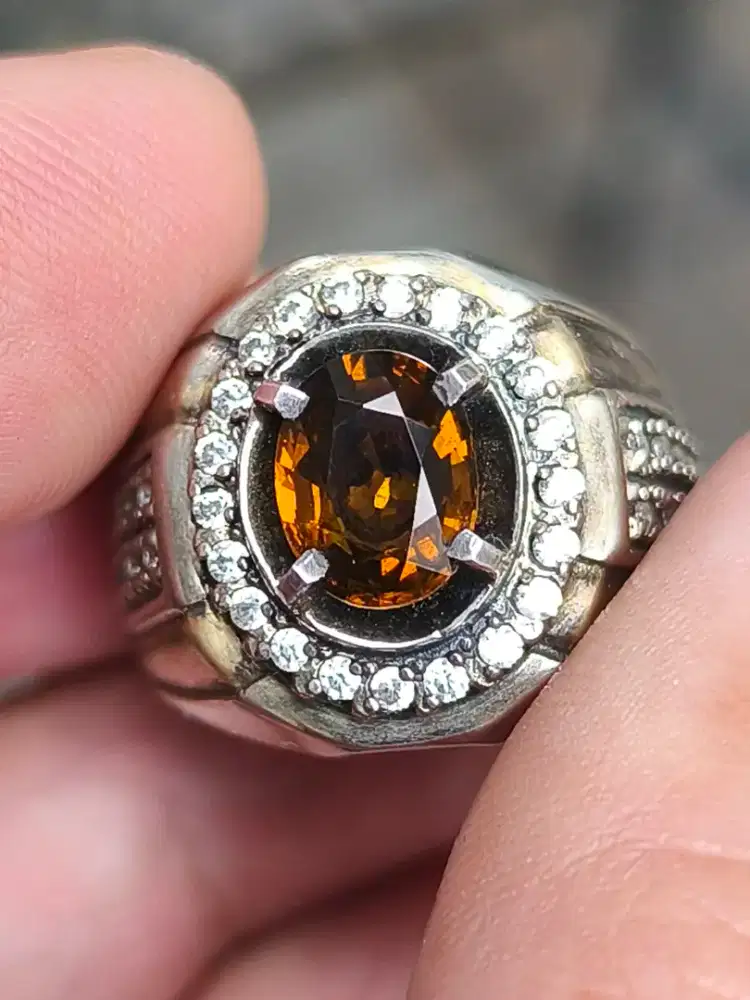 Cincin batu mali garnet 1.485 crat ring perak memo NGR