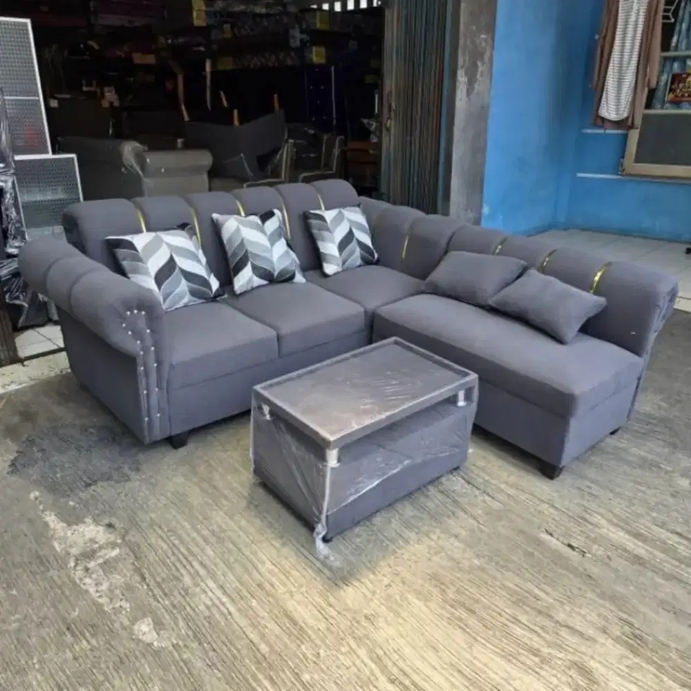 SOFA SUDUT BAHAN KAIN PROMO KREDIT BUNGA RENDAH
