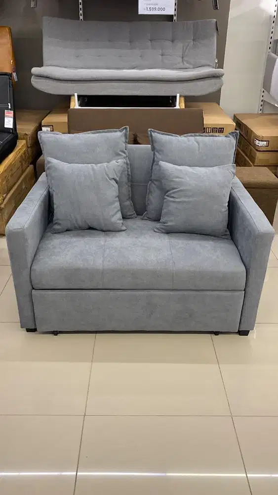 Sofa sleeper 2 seater abu-abu