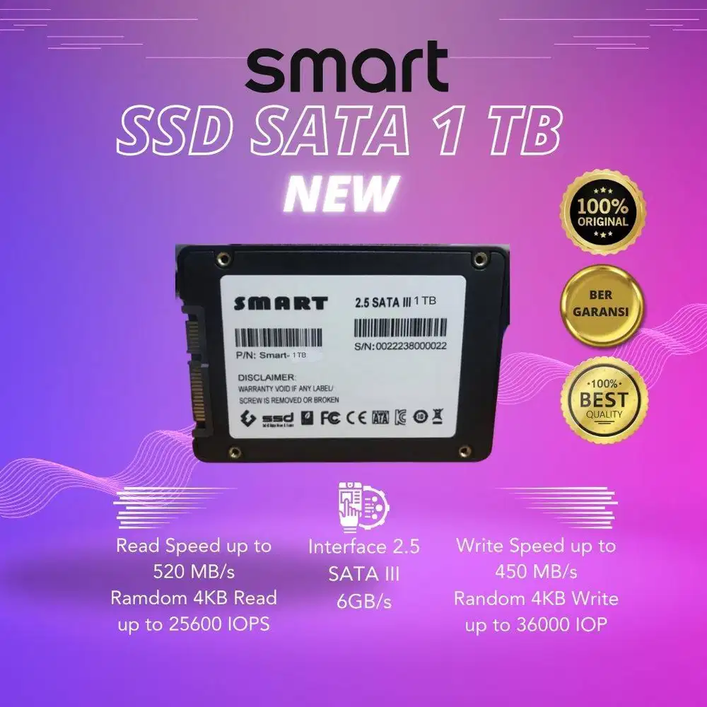 SSD Smart 1TB 2.5mm [Box] SATA III 6GB/s SSD SATA SSD PC SSD Laptop