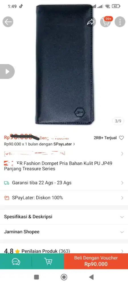 jual obral 3 dompet panjang dan pendek ber merk