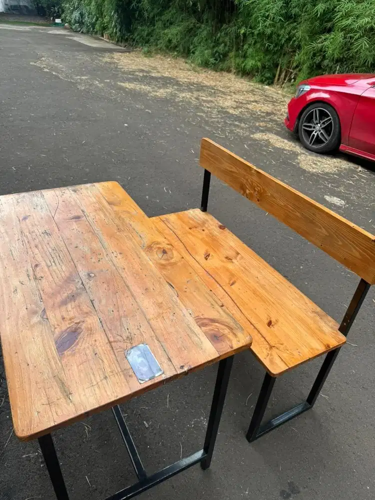 Dijual meja bangku besi untuk warkop meja besi 5 kursi 10