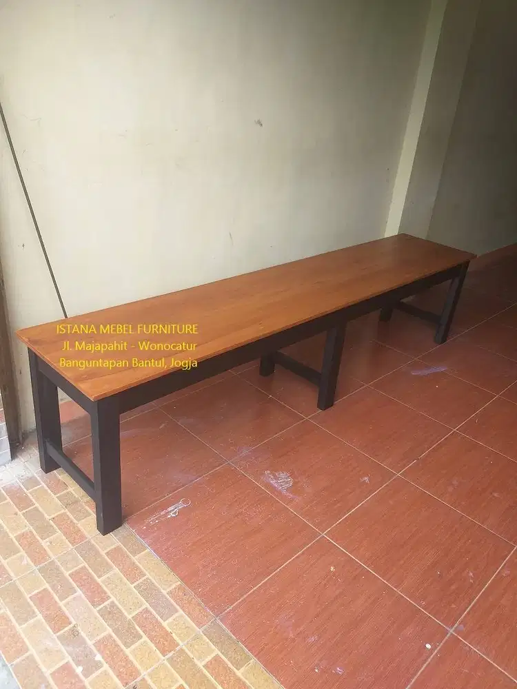Kursi Tunggu Tamu Warung Makan Cafe Panjang 120 & 2 Meter Kayu Mahoni