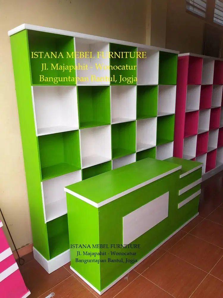 Paket Set Lemari Almari Rak Meja Kasir Laundry Loundry Londry Kayu #GM