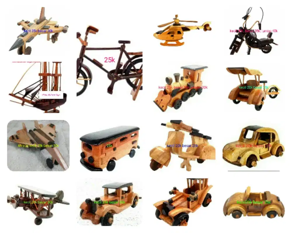 Miniatur Kayu Jenis Kendaraan