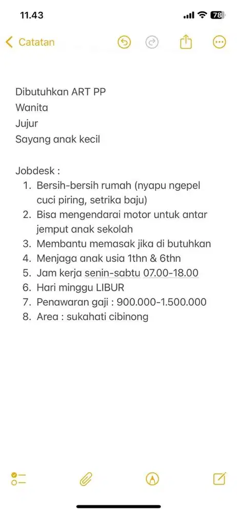 Di butuhkan ART PP wanita