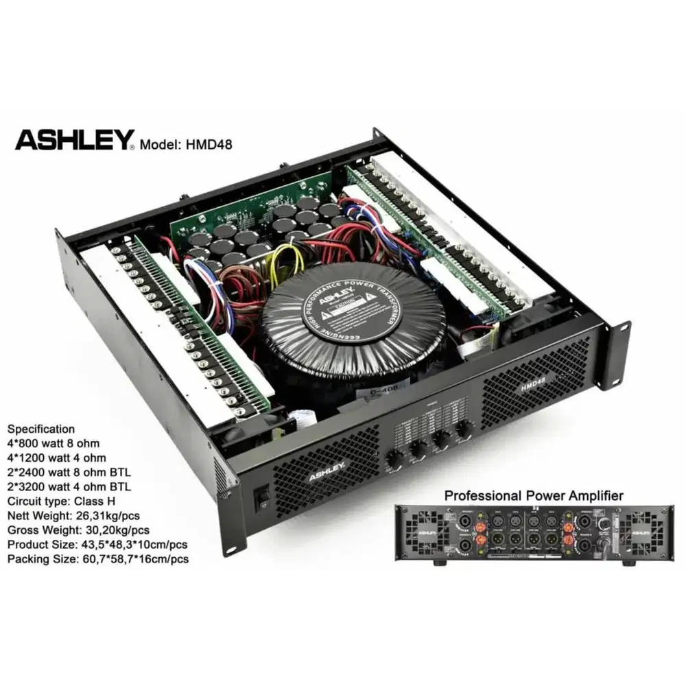 Power Amply 4 CHANNEL Amplifier ASHLEY HMD 48 4x1200 watt Ampli ORI