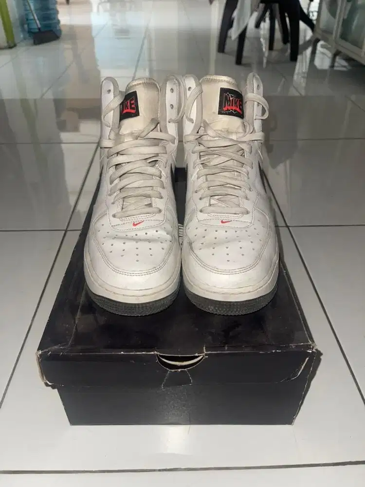 SEPATU NIKE AIR FORCE 1 '07 HIGH ELECTRIC WHITE BLACK BRIGHT CRISMON