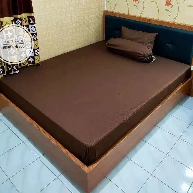 Sprei emboss single bed 3 kaki/100x200cm, kode EN